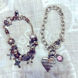 Premier Design charm bracelets- cross & breast cancer survivor bracelets retired